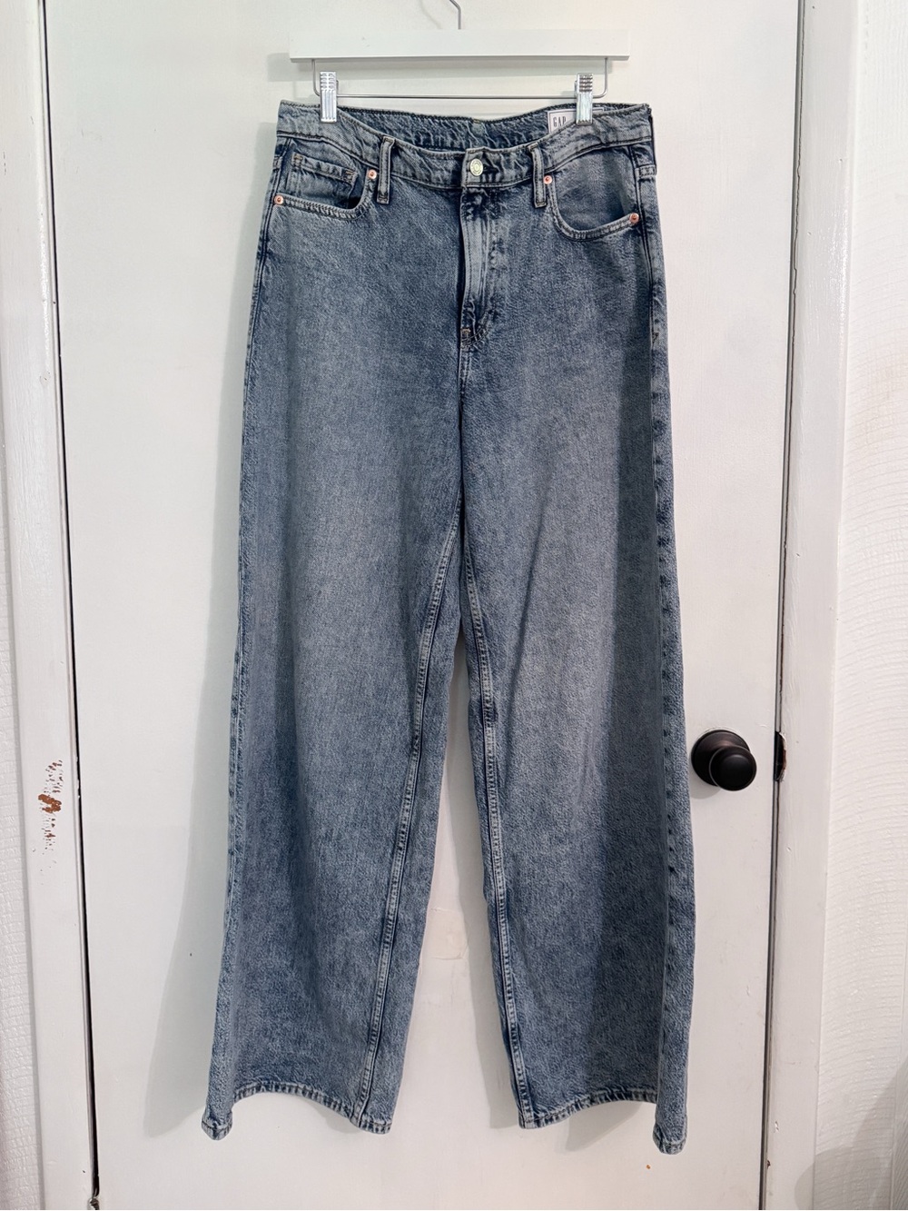GAP Mid Rise UltraSoft Baggy Wide Leg Jeans in Indigo size 29/8Tall - Picture 5 of 8